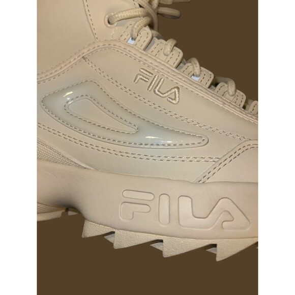FILA DISRUPTOR BOOT FUR OFF WHITE IVORY LACE UP FUR LINING WOMENS BOOTS - Picture 12 of 16